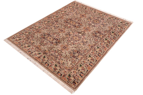 handmade Transitional Doop Taupe Green Hand Knotted RECTANGLE 100% WOOL area rug 6x9