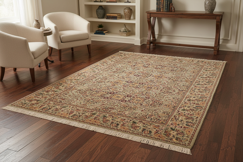 handmade Transitional Doop Taupe Green Hand Knotted RECTANGLE 100% WOOL area rug 6x9
