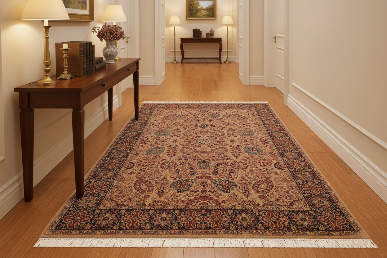 handmade Traditional Shahid Taupe Blue Hand Knotted RECTANGLE 100% WOOL area rug 6x9