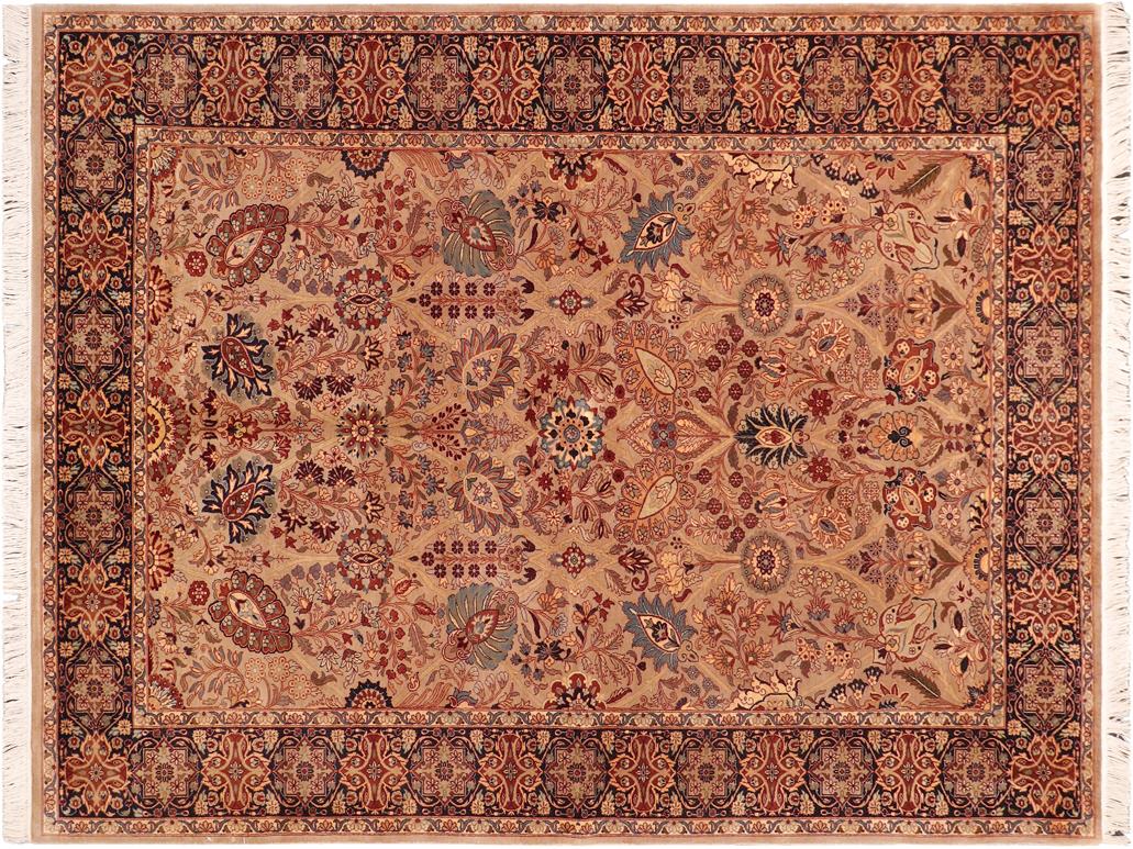 handmade Traditional Shahid Taupe Blue Hand Knotted RECTANGLE 100% WOOL area rug 6x9