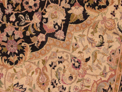 handmade Traditional Hussani Black Taupe Hand Knotted RECTANGLE 100% WOOL area rug 6x9