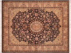 handmade Traditional Hussani Black Taupe Hand Knotted RECTANGLE 100% WOOL area rug 6x9