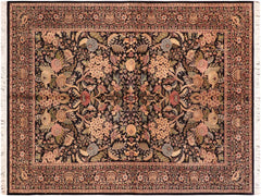 handmade Traditional Nagi Black Green Hand Knotted RECTANGLE 100% WOOL area rug 6x9