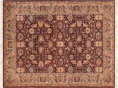 handmade Traditional Agra Red Taupe Hand Knotted RECTANGLE 100% WOOL area rug 6x9