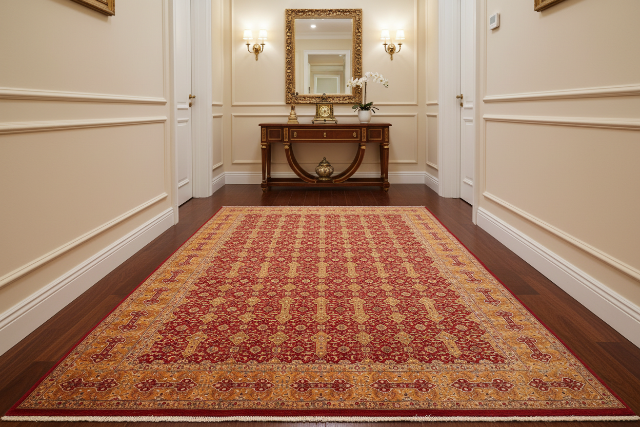 handmade Transitional  Red Gold Hand Knotted RECTANGLE 100% WOOL area rug 6x9