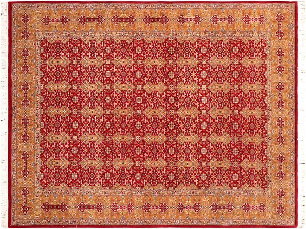 handmade Traditional  Red Gold Hand Knotted RECTANGLE 100% WOOL area rug 6x9