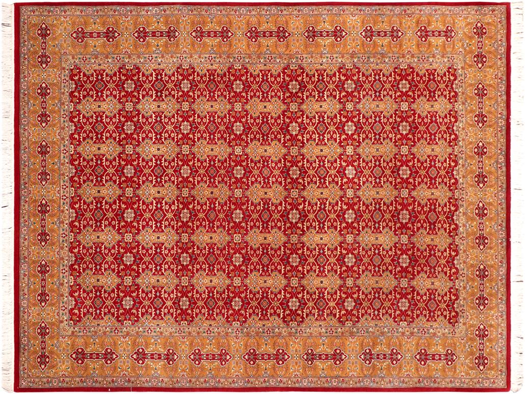 handmade Traditional  Red Gold Hand Knotted RECTANGLE 100% WOOL area rug 6x9