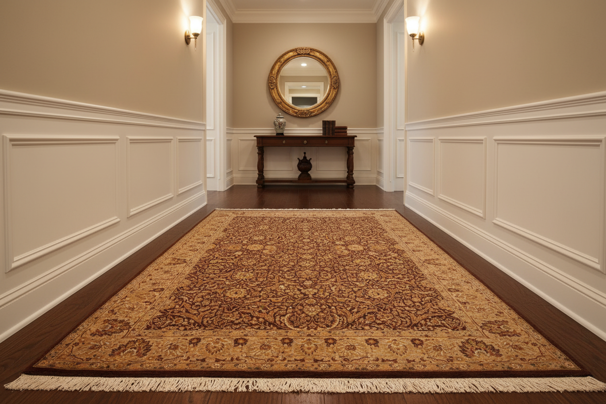 handmade Traditional  Brown Beige Hand Knotted RECTANGLE 100% WOOL area rug 6x9