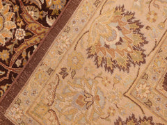 handmade Traditional  Brown Beige Hand Knotted RECTANGLE 100% WOOL area rug 6x9