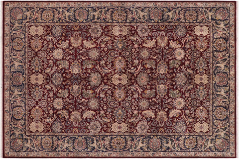 handmade Traditional Agra Red Blue Hand Knotted RECTANGLE 100% WOOL area rug 6x9