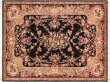 handmade Traditional Gujranwala Black Taupe Hand Knotted RECTANGLE 100% WOOL area rug 6x9