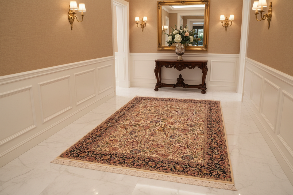 handmade Transitional Irfan Ivory Blue Hand Knotted RECTANGLE 100% WOOL area rug 6x9