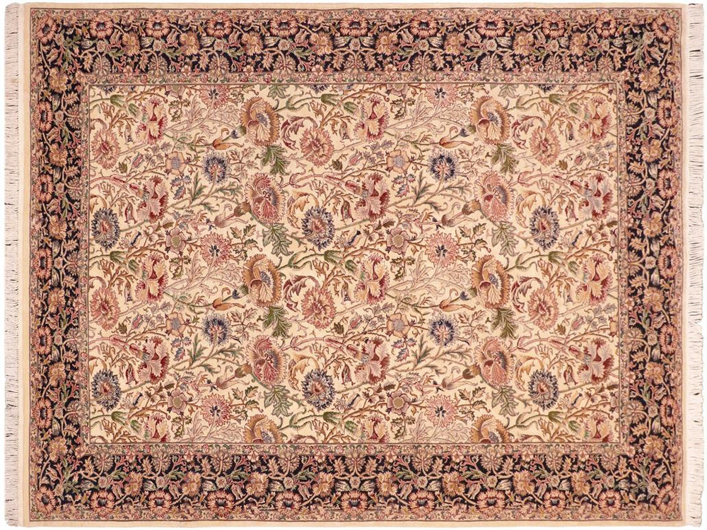 handmade Traditional Irfan Ivory Blue Hand Knotted RECTANGLE 100% WOOL area rug 6x9