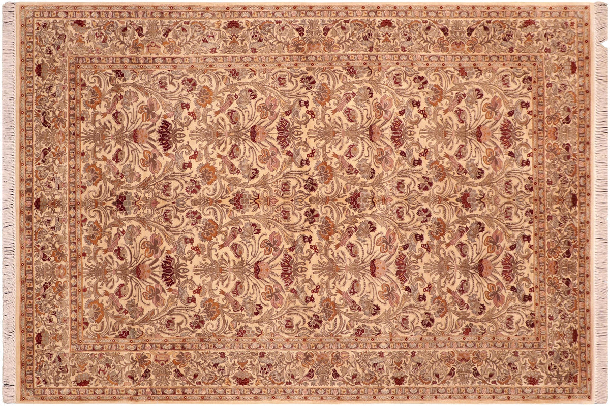 handmade Transitional Sayra Beige Gray Hand Knotted RECTANGLE 100% WOOL area rug 6x10