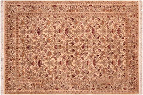 handmade Transitional Sayra Beige Gray Hand Knotted RECTANGLE 100% WOOL area rug 6x10