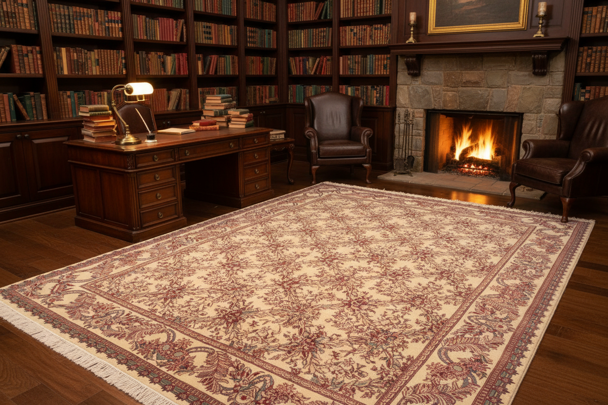 handmade Transitional Basan Ivory Red Hand Knotted RECTANGLE 100% WOOL area rug 6x9