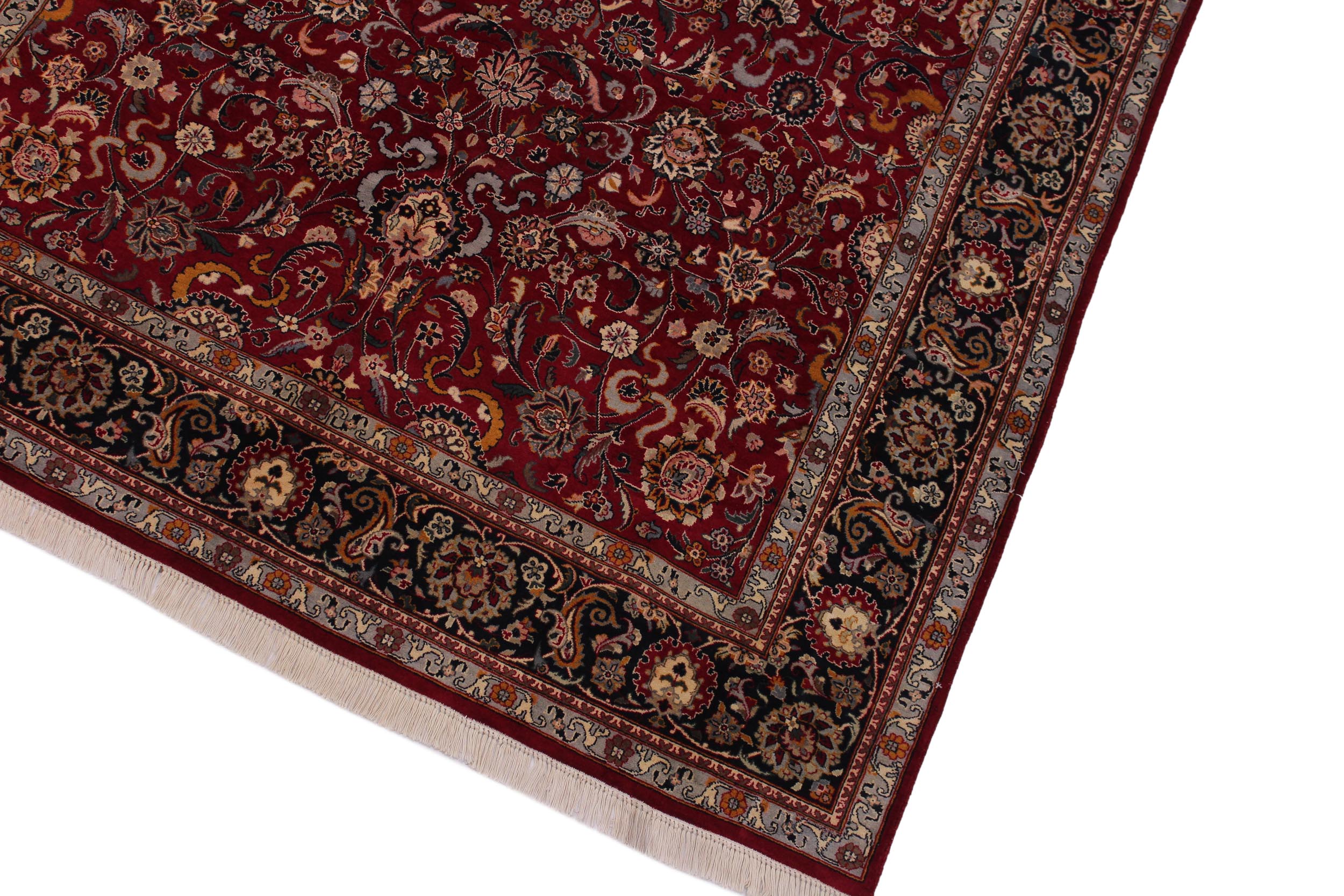 handmade Traditional Abasi Afsha Red Black Hand Knotted RECTANGLE 100% WOOL area rug 6x9