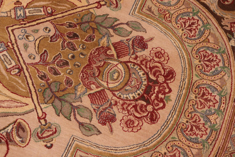 handmade Traditional Firdous Brown Taupe Hand Knotted RECTANGLE 100% WOOL area rug 6x10