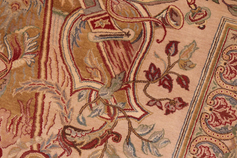 handmade Traditional Firdous Brown Taupe Hand Knotted RECTANGLE 100% WOOL area rug 6x10