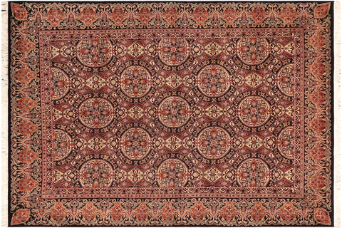handmade Transitional Paracha Black Rust Hand Knotted RECTANGLE 100% WOOL area rug 6x9