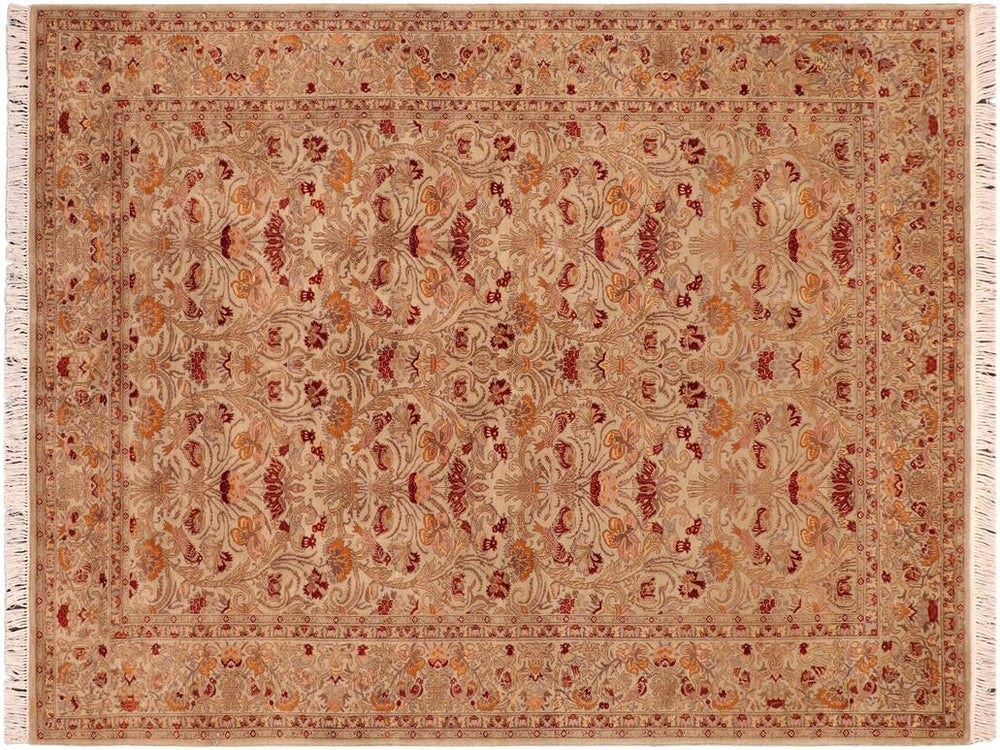 handmade Traditional Sayra Taupe Red Hand Knotted RECTANGLE 100% WOOL area rug 6x9