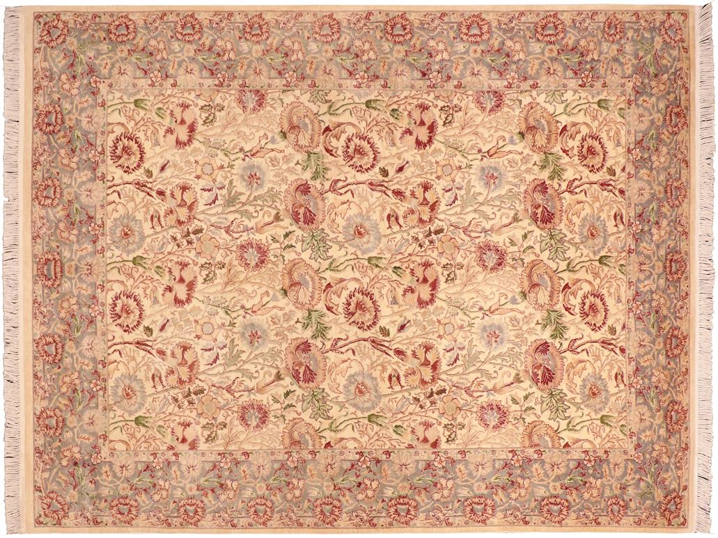 handmade Traditional Irfan Ivory Grey Hand Knotted RECTANGLE 100% WOOL area rug 6x10