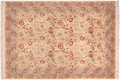 handmade Transitional Irfan Ivory Grey Hand Knotted RECTANGLE 100% WOOL area rug 6x10