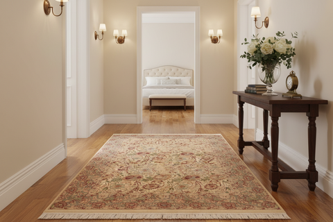 handmade Transitional Irfan Ivory Grey Hand Knotted RECTANGLE 100% WOOL area rug 6x10