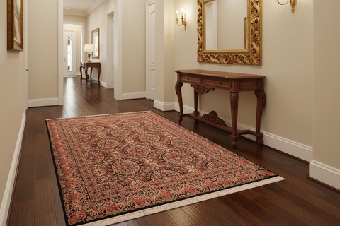 handmade Transitional Paracha Black Rust Hand Knotted RECTANGLE 100% WOOL area rug 6x9