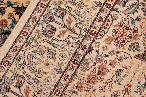 handmade Transitional Razia Beige Grey Hand Knotted RECTANGLE 100% WOOL area rug 6x9