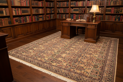handmade Transitional Razia Beige Grey Hand Knotted RECTANGLE 100% WOOL area rug 6x9