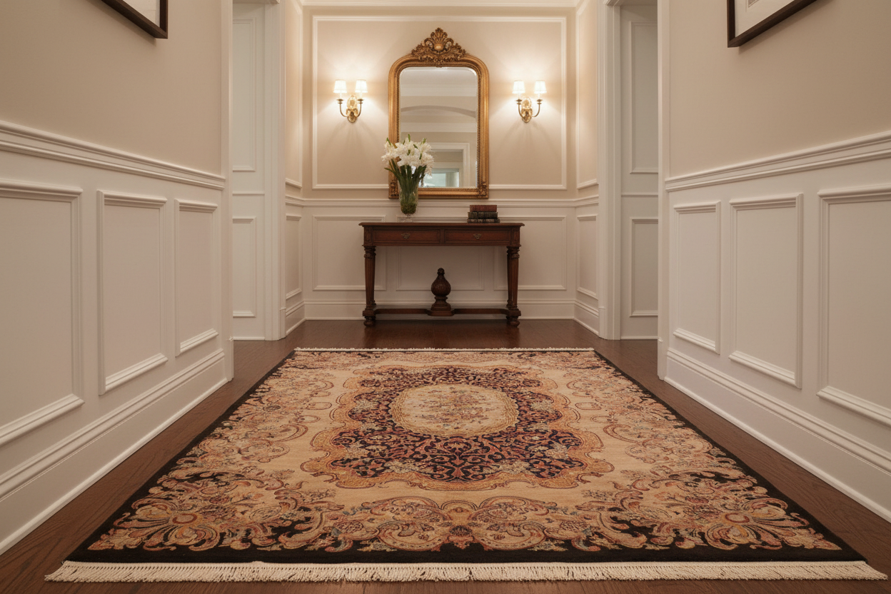 handmade Traditional Eurpien Black Taupe Hand Knotted RECTANGLE 100% WOOL area rug 6x9
