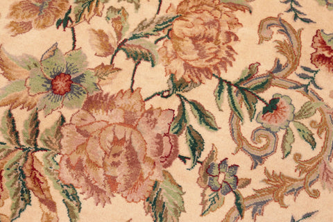 handmade Transitional Kashan Beige Gold Hand Knotted RECTANGLE 100% WOOL area rug 6x9