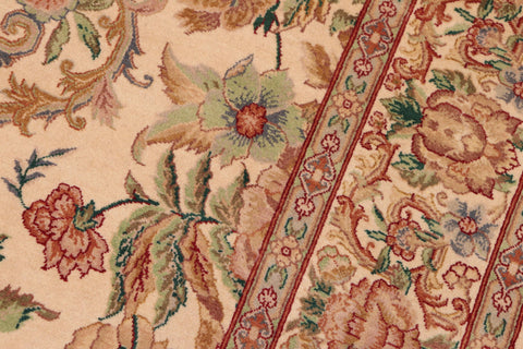 handmade Transitional Kashan Beige Gold Hand Knotted RECTANGLE 100% WOOL area rug 6x9