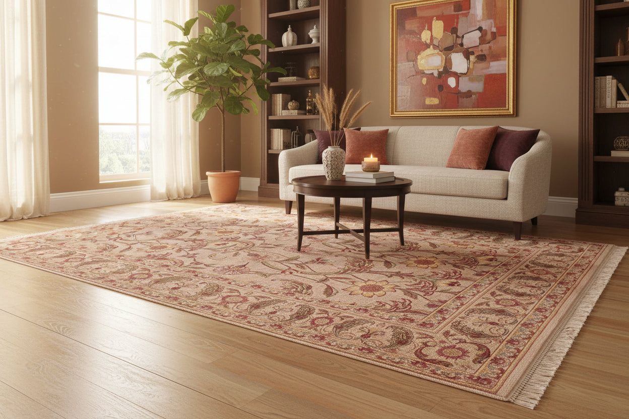 handmade Transitional Bhati Taupe Rust Hand Knotted RECTANGLE 100% WOOL area rug 6x9