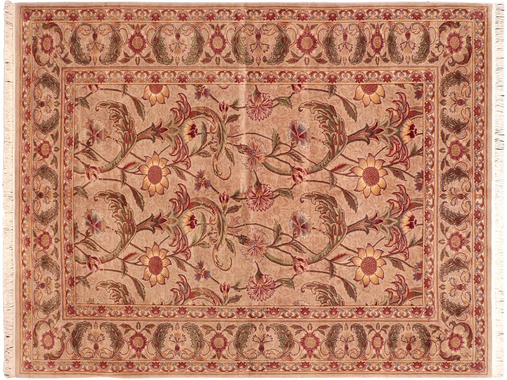 handmade Traditional Bhati Taupe Rust Hand Knotted RECTANGLE 100% WOOL area rug 6x9