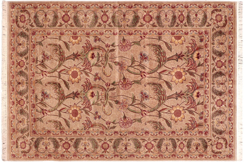 handmade Transitional Bhati Taupe Rust Hand Knotted RECTANGLE 100% WOOL area rug 6x9