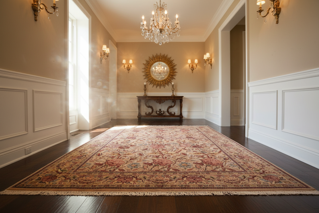 handmade Transitional Kamal Taupe Pink Hand Knotted RECTANGLE 100% WOOL area rug 6x9