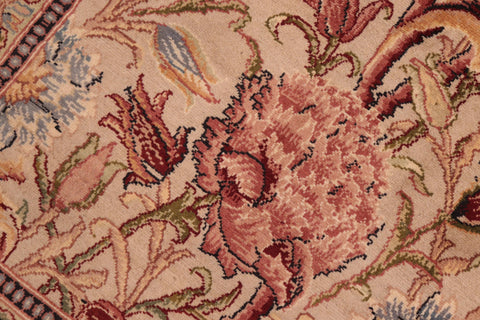 handmade Transitional Kamal Taupe Pink Hand Knotted RECTANGLE 100% WOOL area rug 6x9