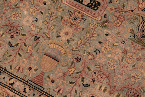 handmade Transitional Agra Green Beige Hand Knotted RECTANGLE 100% WOOL area rug 6x10