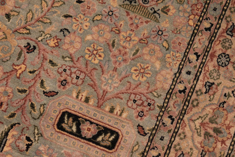 handmade Transitional Agra Green Beige Hand Knotted RECTANGLE 100% WOOL area rug 6x10