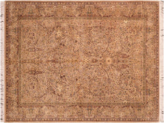 handmade Traditional Gulab Taupe Brown Hand Knotted RECTANGLE 100% WOOL area rug 6x10