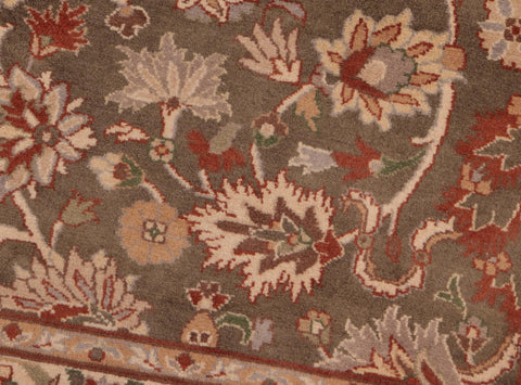 handmade Traditional Mehal Green Taupe Hand Knotted RECTANGLE 100% WOOL area rug 6x9