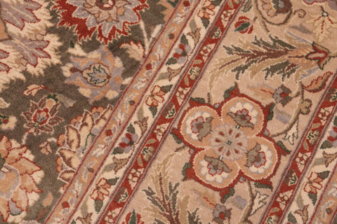 handmade Traditional Mehal Green Taupe Hand Knotted RECTANGLE 100% WOOL area rug 6x9