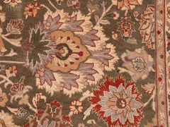 handmade Traditional Mehal Green Taupe Hand Knotted RECTANGLE 100% WOOL area rug 6x9