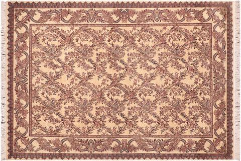 handmade Transitional Criscross Ivory Pink Hand Knotted RECTANGLE 100% WOOL area rug 6x9