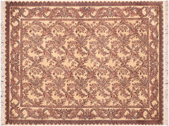 handmade Traditional Criscross Ivory Pink Hand Knotted RECTANGLE 100% WOOL area rug 6x9