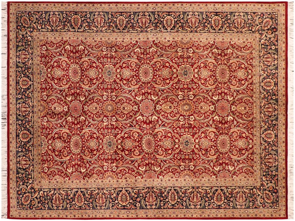handmade Traditional Qaseem Bond Red Blue Hand Knotted RECTANGLE 100% WOOL area rug 6x9