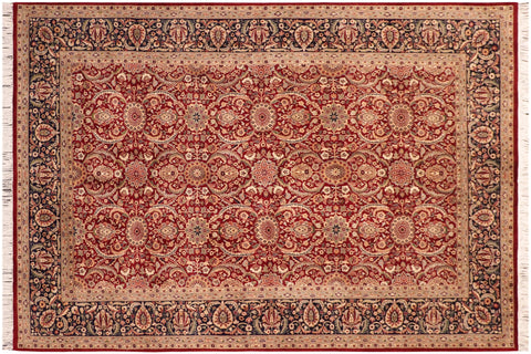 handmade Transitional Qaseem Bond Red Blue Hand Knotted RECTANGLE 100% WOOL area rug 6x9