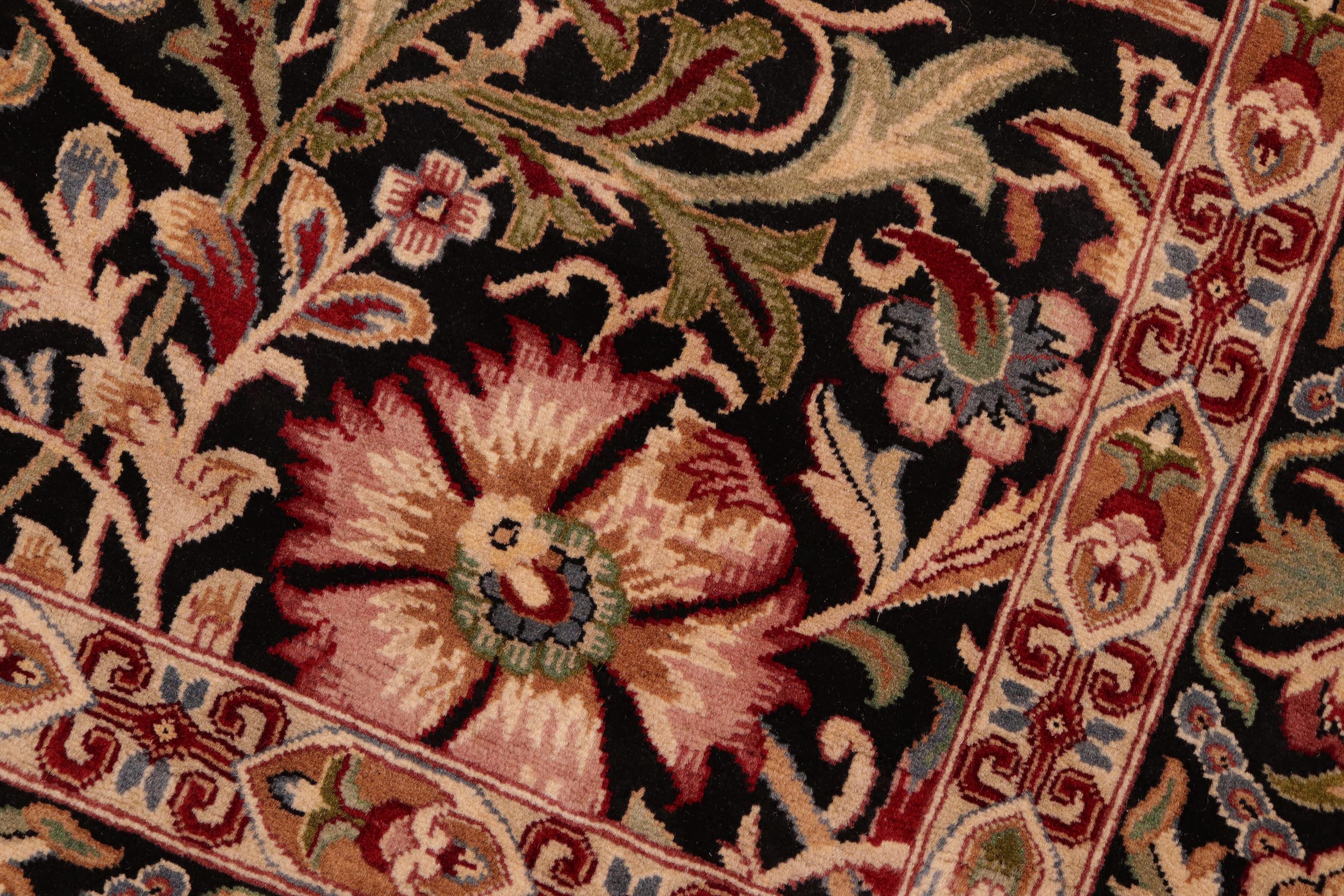 handmade Transitional Gulshan Black Red Hand Knotted RECTANGLE 100% WOOL area rug 6' x 9'